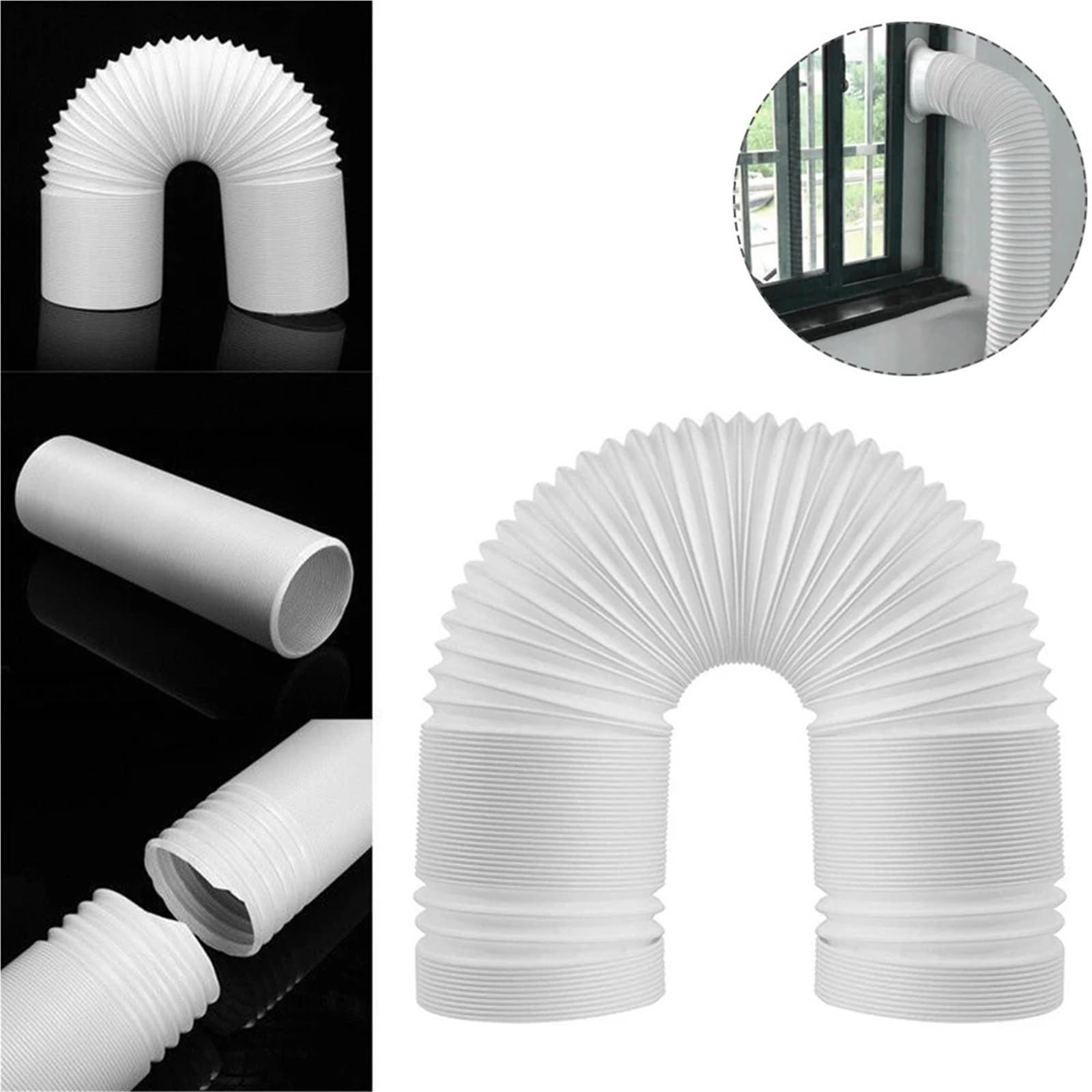 Tubo Aluminio Flexible Tubo de ventilación Tubo Flexible Universal Tubo de ventilación de Aire Manguera Conducto de Escape del Aire Acondicionado Sistema de ventilación de Aire(150mm x 1.5M)