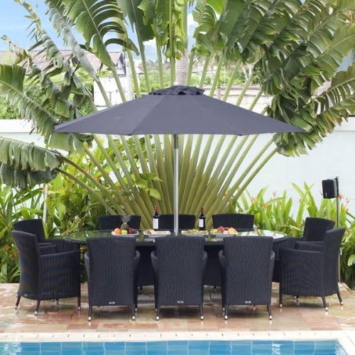 Ingarden Large Oval Rattan Garden Table & 10 Chairs. Weatherproof