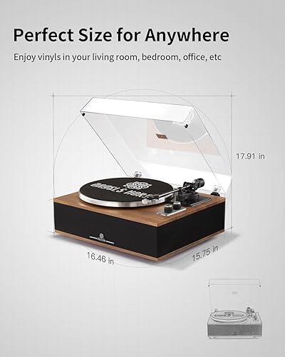 Miniatura 7 de ANGELS HORN Tocadiscos de vinilo, tocadiscos Bluetooth con altavoces incorporados, preamplificador de teléfono, tocadiscos de alta fidelidad para