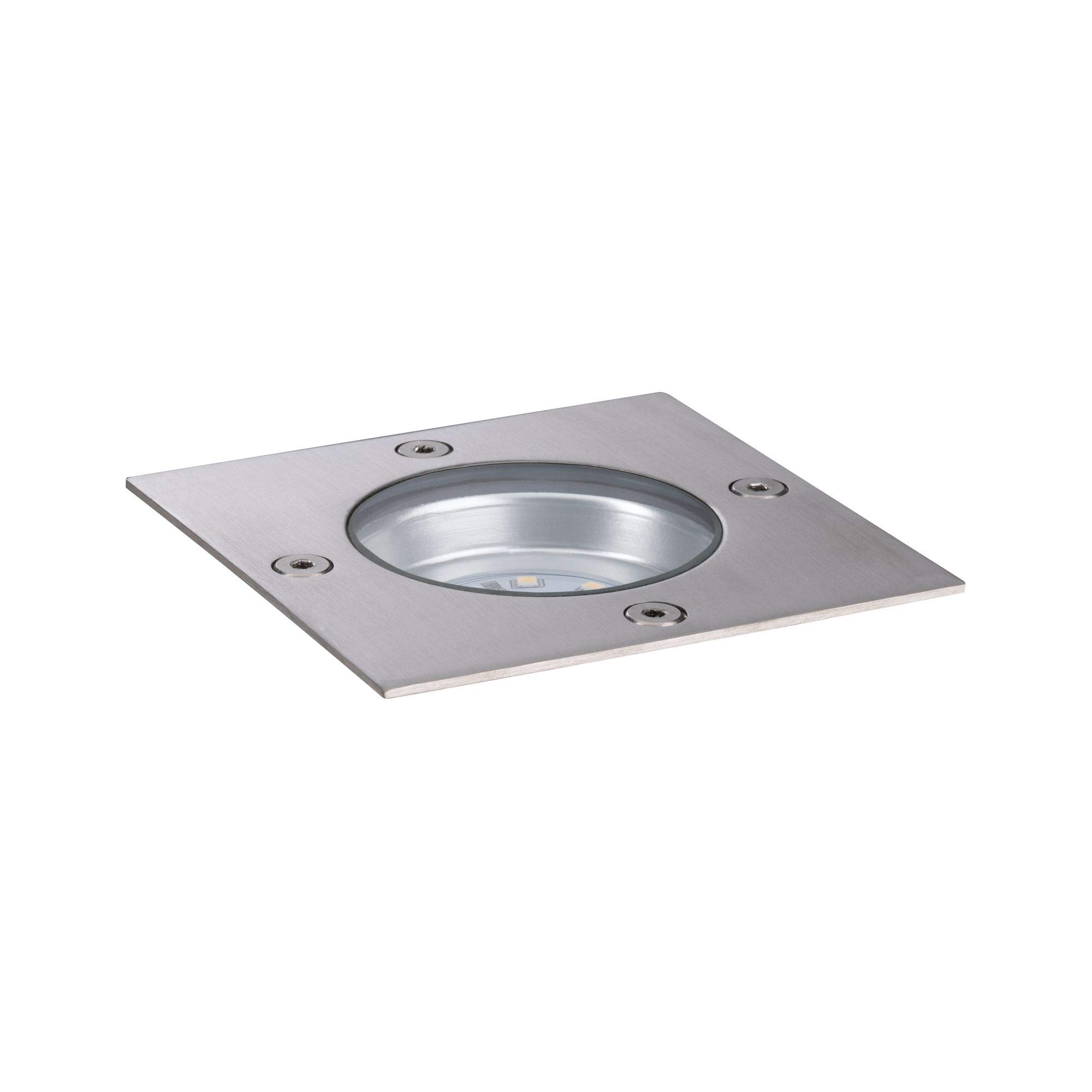 Paulmann 94227 Plug & Shine LED Außenleuchte Bodeneinbauleuchte eckig incl. 1x3,6 Watt IP65 dimmbar Außenbereich Edelstahl Metall, Kunststoff 3000 K