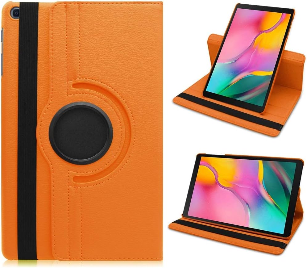 Samsung Galaxy Tab A 10.1 2019 Case, DETUOSI [Corner Protection] Multi-Angle Viewing 360 Degree Rotating Stand Cover for Samsung Galaxy Tab A 10.1 inch Tablet (SM-T510 & T515 /2019 Release),Orange