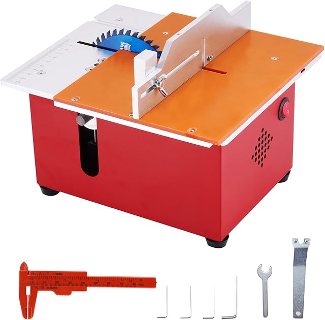Mini Table Saw Portable Precision Table Saws 360W Circular Saw Saw Blade Height Adjustable Woodworking Table Saw with Push Table Cutting Saw for Crafts Handmade Wood/Metal/Plastic Cutting T60