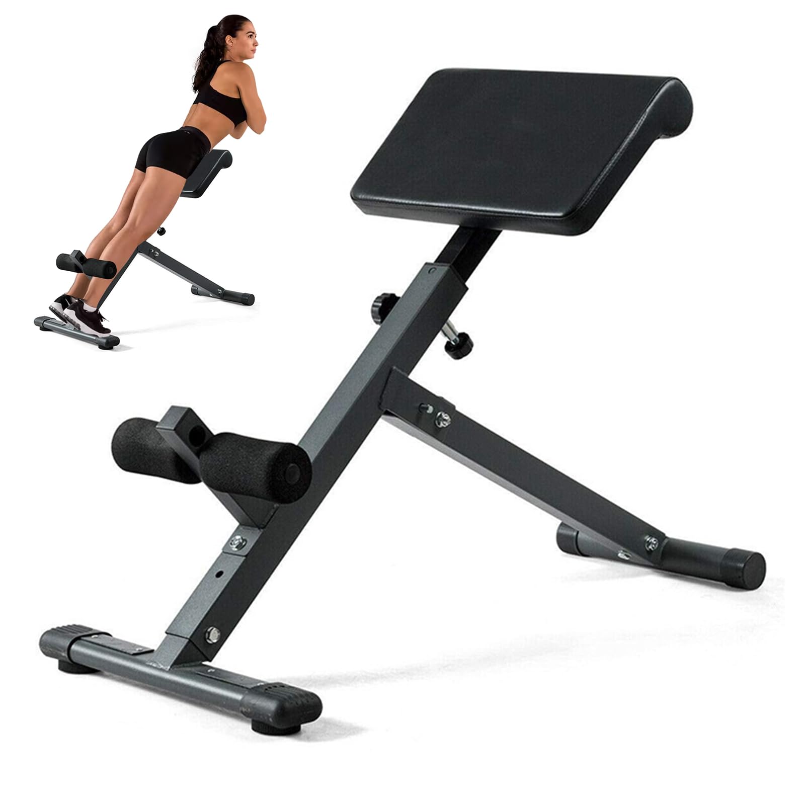 Hyperextension - Sedia romana pieghevole, allungamento della schiena e allenamento addominale, 5 sedie romane regolabili, panca per iperestensione, glutei, addominali, attrezzatura per esercizi a casa