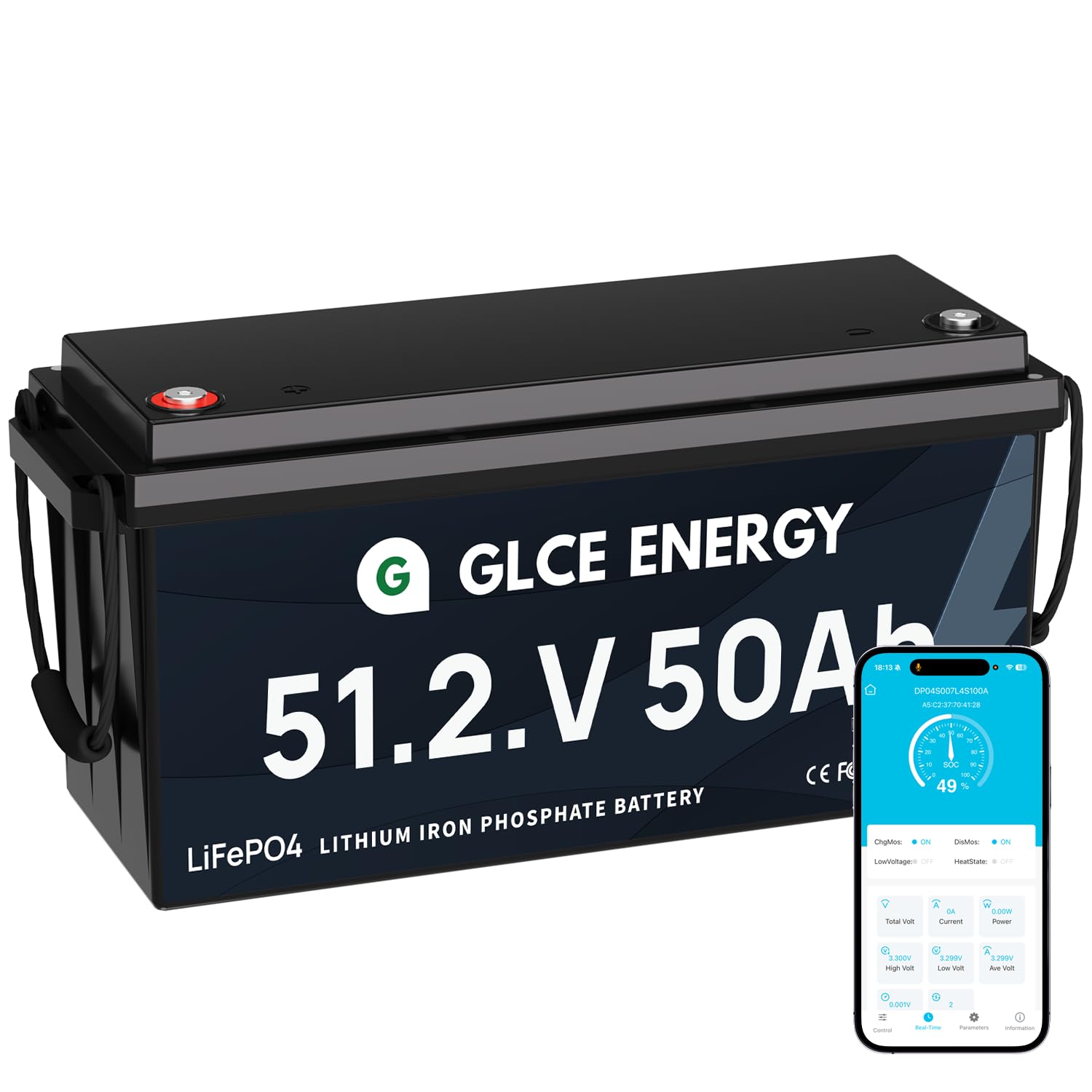 Batería de litio LiFePO4 de 48 V (51,2 V) 50 Ah, recargable, con Bluetooth de 100 A, 4000 – 15000 ciclos, 2560 Wh de alta capacidad, para almacenamiento de energía doméstica