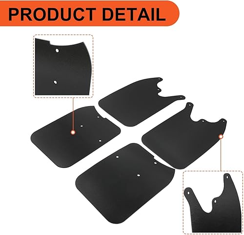 Miniatura 5 de ECOTRIC Solapas protectoras de barro compatibles con Tacoma 1995-2004 Prerunner 4x4 con ruedas de 6 lengüetas, 4 guardabarros de guardabarros y