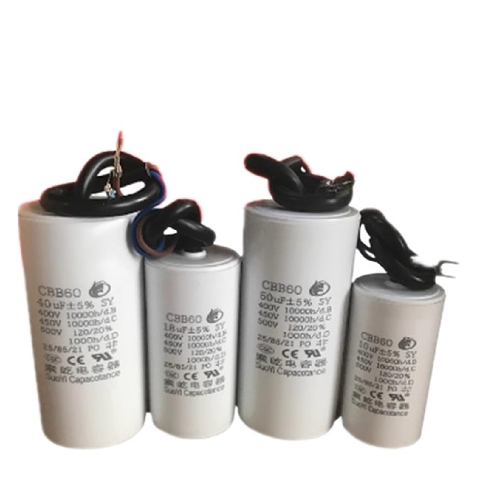 CBB60 450V Motor lavadora deshidratador bomba de agua capacitancia de arranque 5UF 10 20UF 25UF 30UF 35UF 40UF 45UF 50UF 55UF 100UF(80UF 112X45MM)