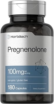 Horbaach Pregnenolone Supplement 100mg | 180 Capsules | Non-GMO and Gluten Free