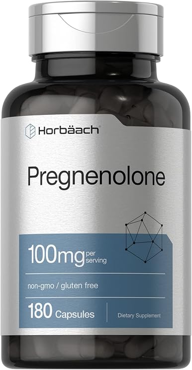 Horbaach Pregnenolone Supplement 100mg | 180 Capsules | Non-GMO and Gluten Free