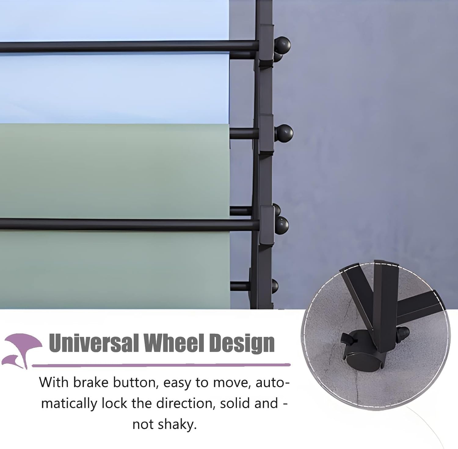 THEGA 10 Tier Metal Storage Holder - Movable Scarf Stand, with Removable Crossbar Display Stand, Wrapping Paper Organizers Stand, for Ribbon/Fabrics/Shawl, for Florist/Gift Shop(Size:80x40x160cm)