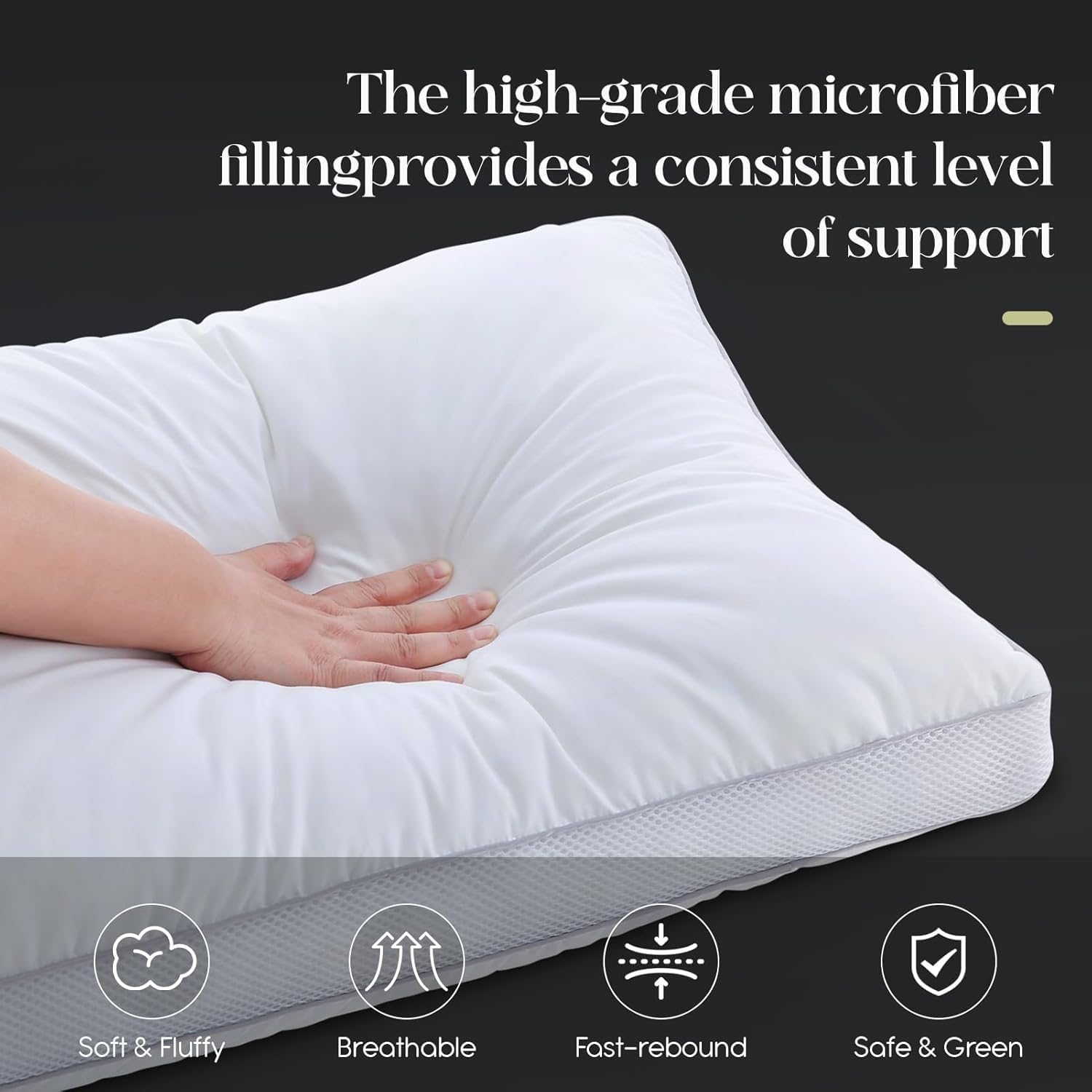 Goose Down Bed Pillows Queen Size Set of 2 (White), Hotel Collection Pillows for Sleeping, Gusseted Pillow for Side, Back, or Stomach Sleepers, 20" x 30" - Image 6