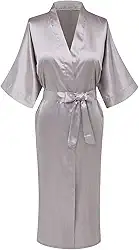 Roupão de banho feminino de cetim longo sedoso para madrinha de casamento, festa de casamento, prepare-se