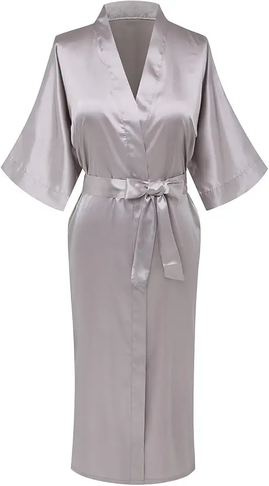 Roupão de banho feminino de cetim longo sedoso para madrinha de casamento, festa de casamento, prepare-se