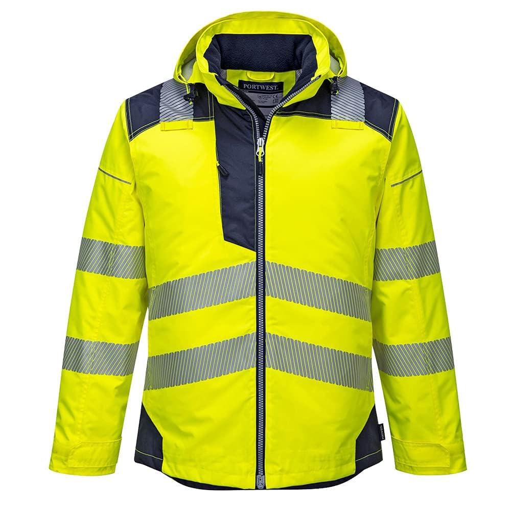 Portwest Yellow Pw3 Hi-Vis Winter Jacket - /Navy - Large