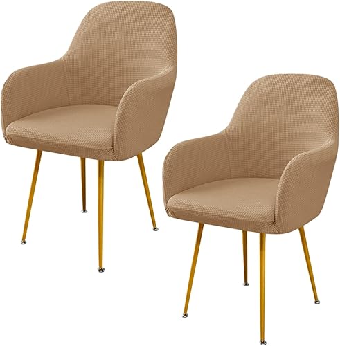 Funda de terciopelo para sillón, funda para silla con respaldo curvado, protector de asiento elástico para silla de computadora (color caqui, tamaño