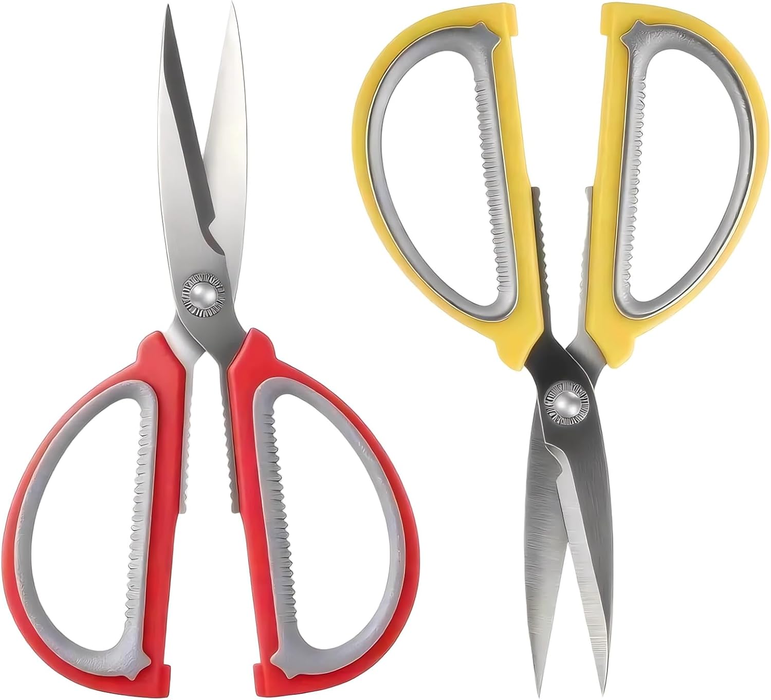 2-Pack Kitchen Shears, Lightweight Scissors, Stainless Steel Scissors with Large Non-slip Handle, 7.67 Inch, Red and Yellow