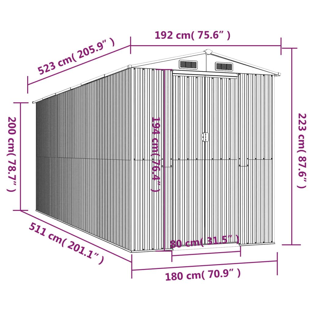 Générique Abri de Jardin Marron foncé 192x523x223 cm Acier galvanisé,Maison & Jardin,Pelouses & Jardins,Vie en extérieur,Structures extérieures,Cabanes & abris de Jardin,3147464