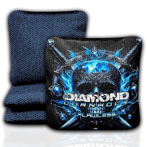 DIAMOND CORNHOLE | Competition Cornhole Bags | Tournament Style | Regulation Size | All-Weather | Set of 4 | Flawless Series (Diamond Skull)