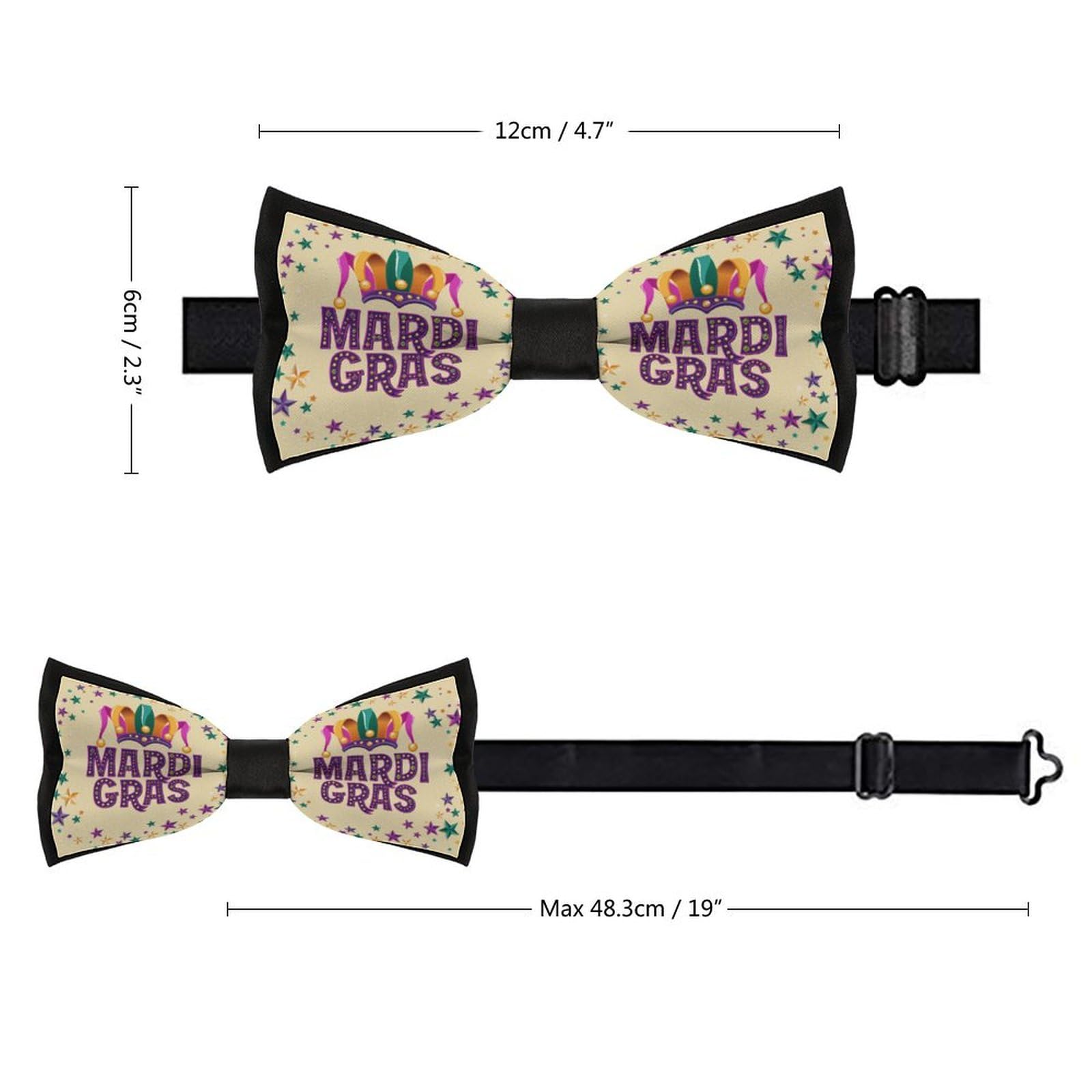 Mardi Gras Bow Tie for Men Adjustable Necktie Funny Tie Neck Ties for Weddings Party