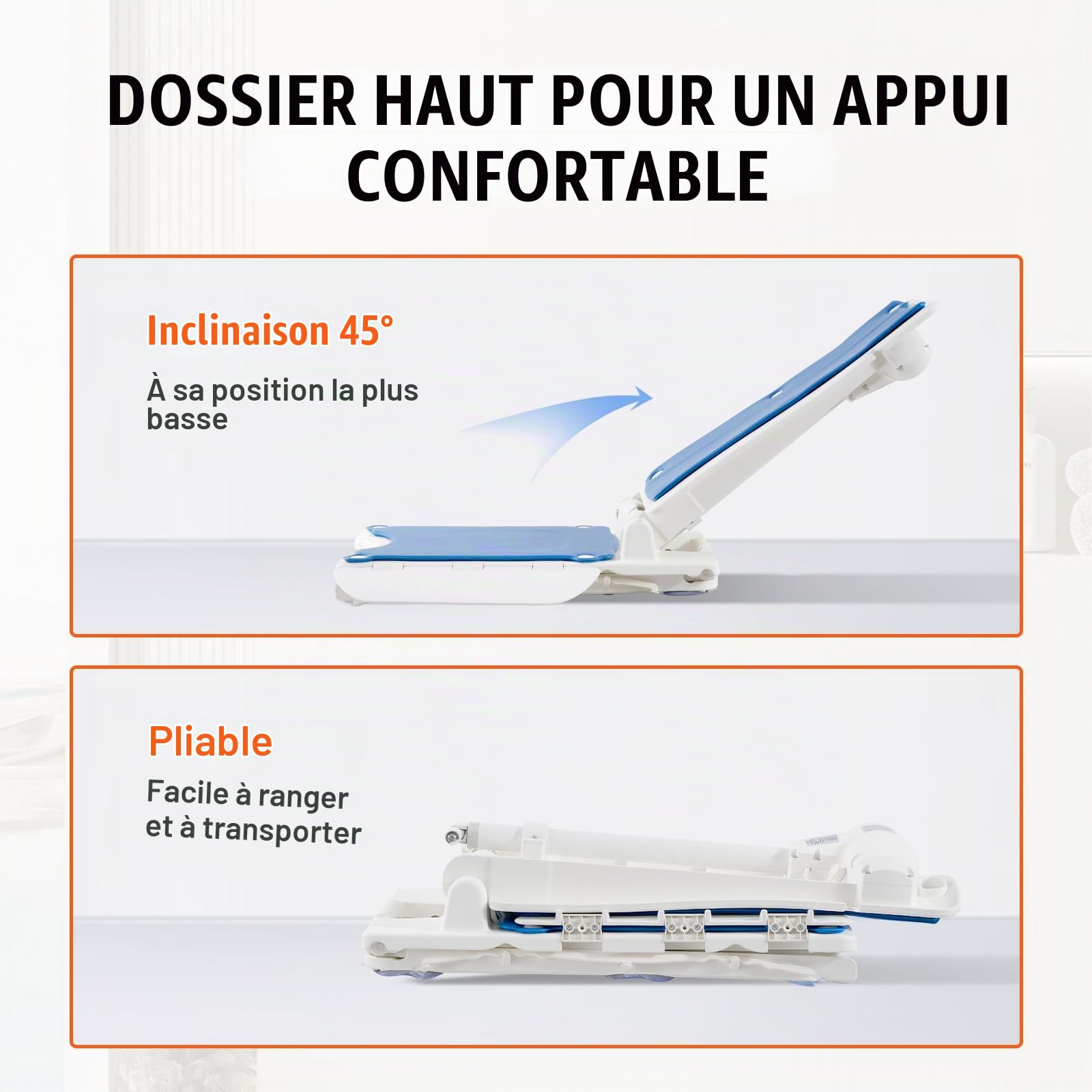 VEVOR Elévateur de Bain électrique, 77 à 507 mm, appareils pour soulever Les Vieux du Sol, supporte jusqu'à 140,6 kg, Inclinaison à 45 ° pour Inclinaison Confortable, pour Personnes âgées, Patients
