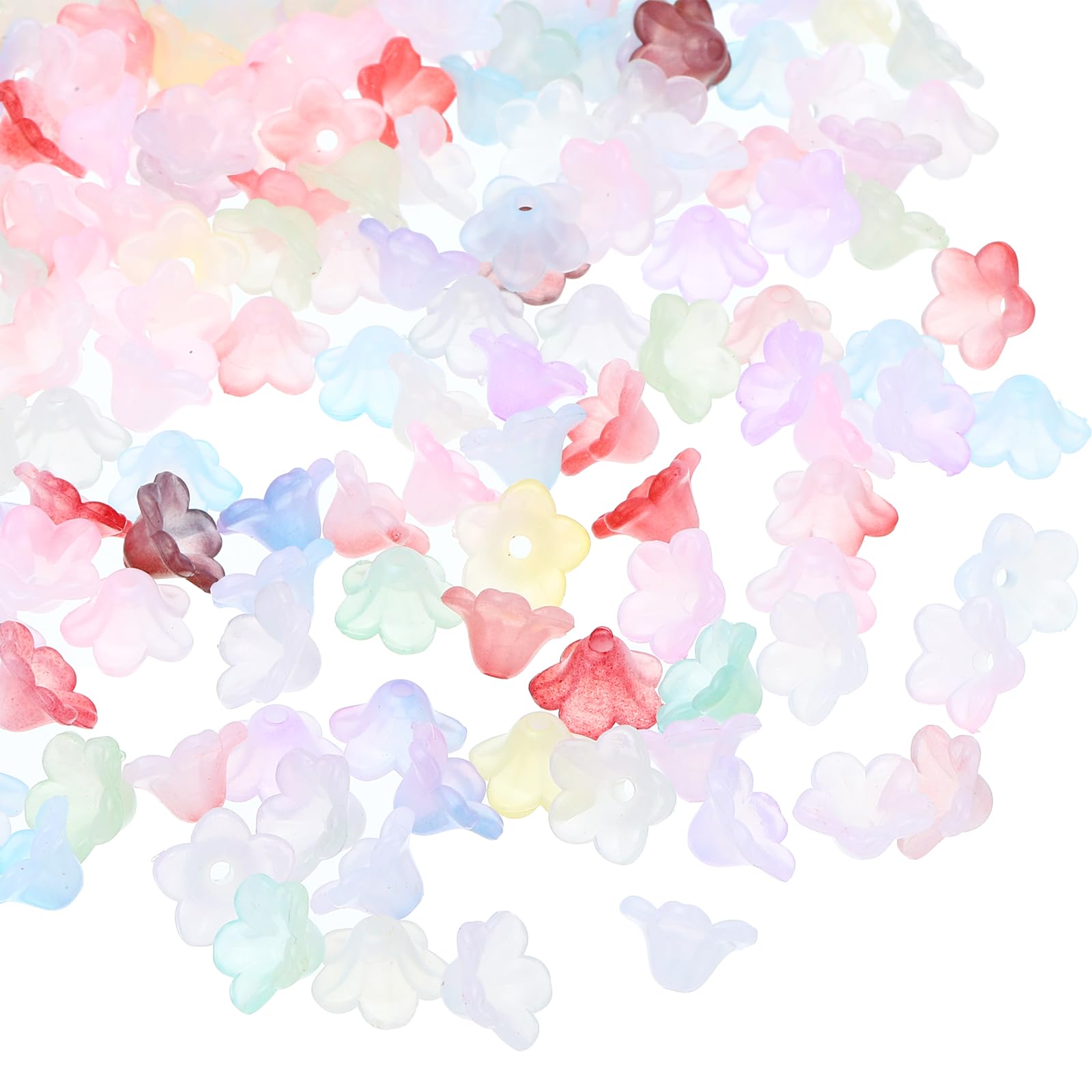 PATIKIL 500Pcs 12x7x1.5mm Frosted Flower Beads, Acrylic Trumpet Flower Beads for Bracelets Earrings, Necklaces