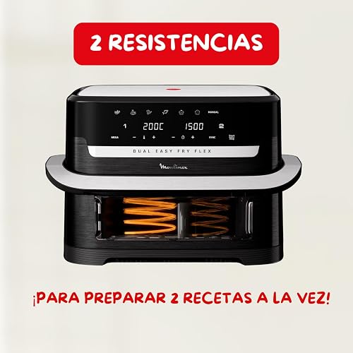 Moulinex Easy Fry Dual Flex, Air Fryer, Large Drawer 9L, Double Zone, Removable Divider, Up to 8 People, 7 Intuitive Programs, EZ9228F0, Black - 6