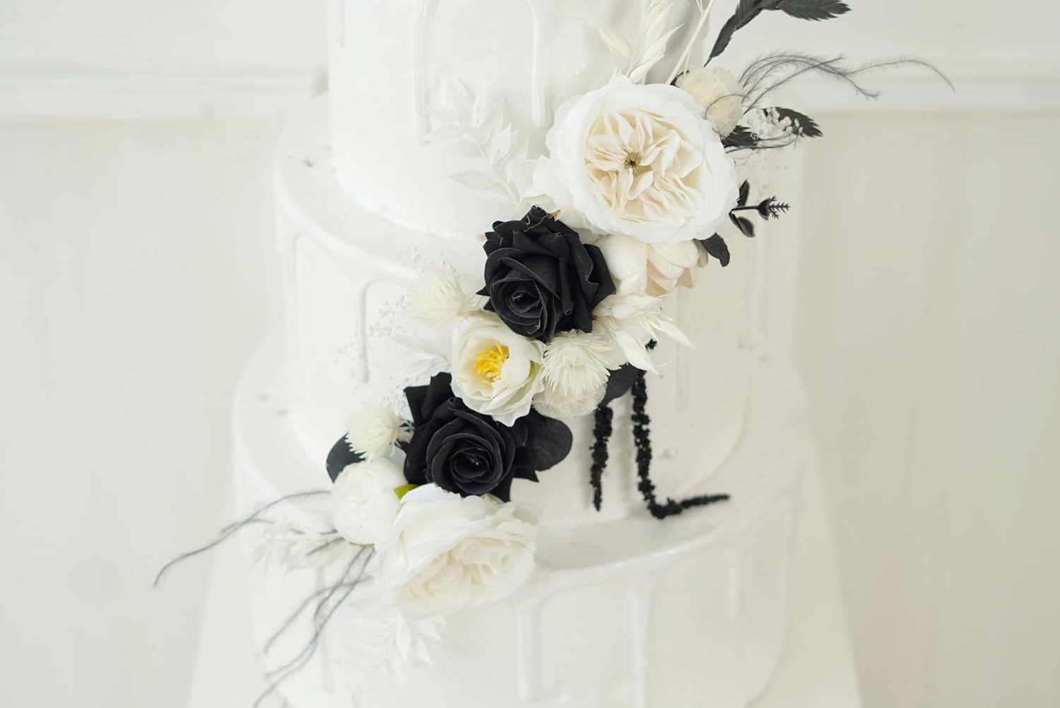 Black and white Wedding Cake Topper, Floral Cake Decoration, Cake Topper Flowers, Dried flowers Cake Flowers, Rustic Wedding, Boho