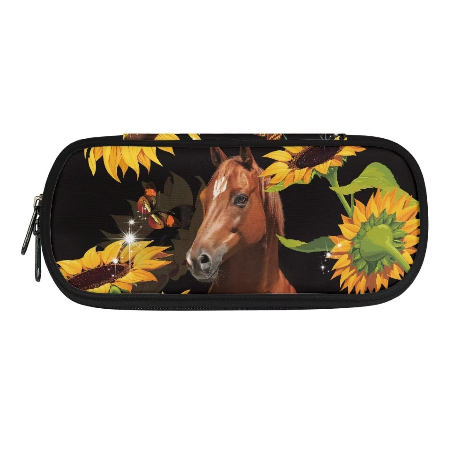 Belidome Brown Horse Sunflower Pencil Case Pouch Pen Holder Box for Girls Boys Students — image 1