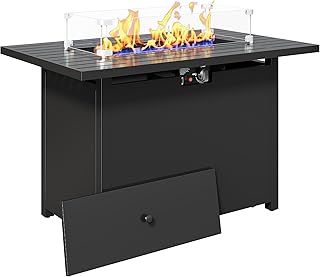 43'' Propane Fire Pit Table, 50000 BTU Gas Fire Pits Table with Removabl...