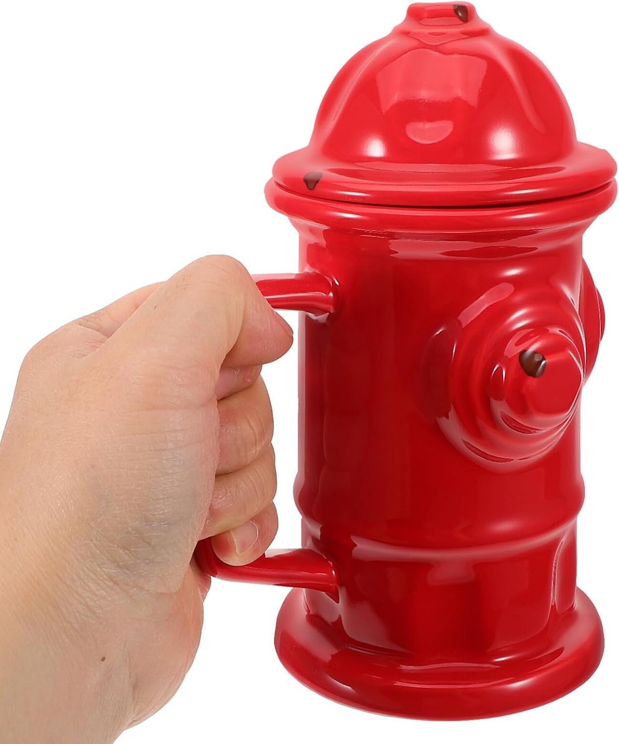 Alipis Fire Hydrant Mug Ceramic Tea Cup with Handle 6.88X5.11X3.54In Unique Red Water Coffee Drinkware for Home Office Party