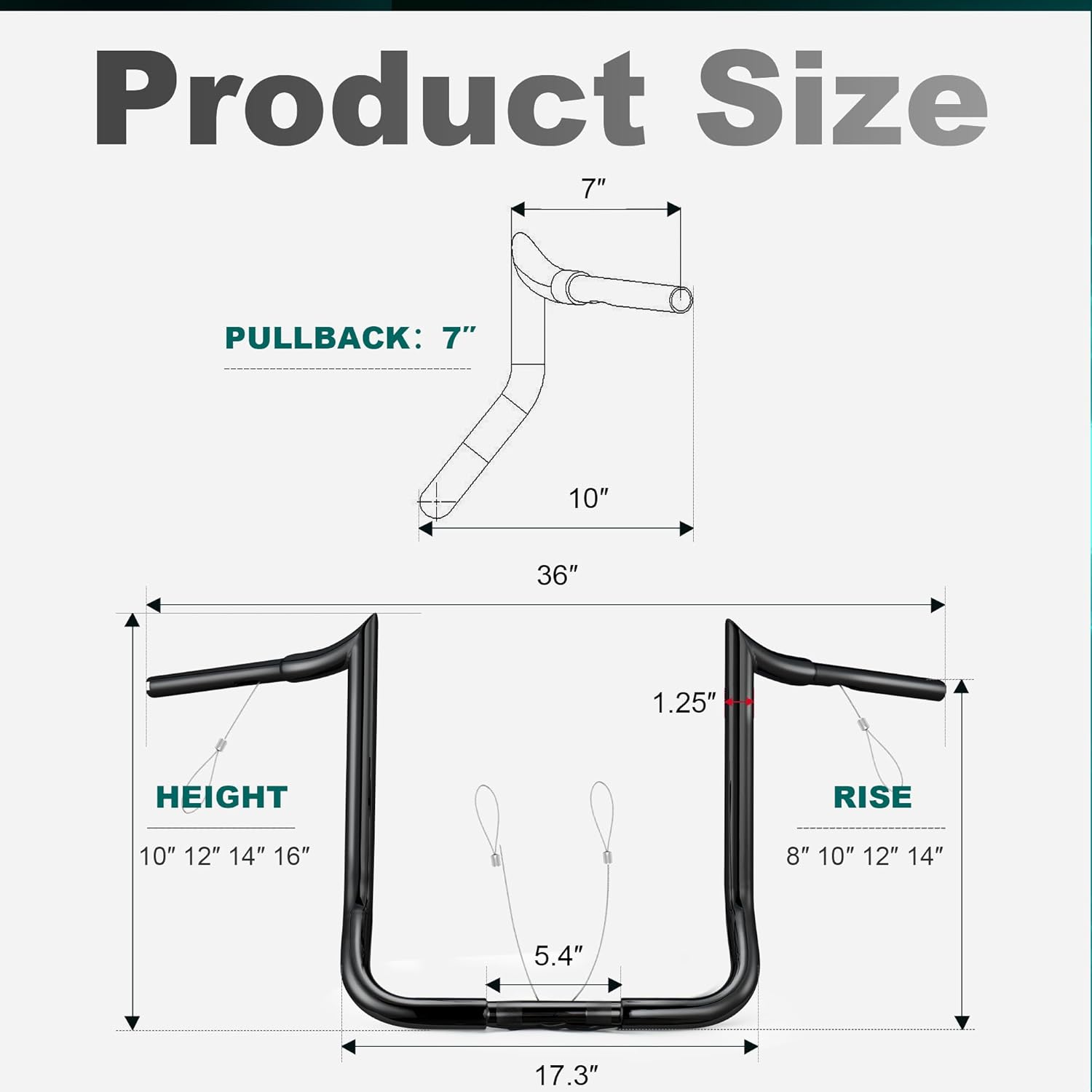 MoKitDora Street Electra Glide Ape Hanger 12" Rise 1-1/4" Fat 1" Clamp Monkey Bagger Meathook Bars for 1986-2023 Harley FLHT & FLHX Ultra Limited Tri-Glide, Black