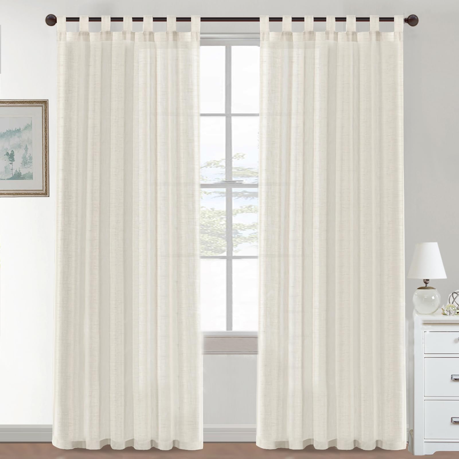 Rideaux semi-transparents au fini lin de haute qualité pour une décoration de chambre élégante