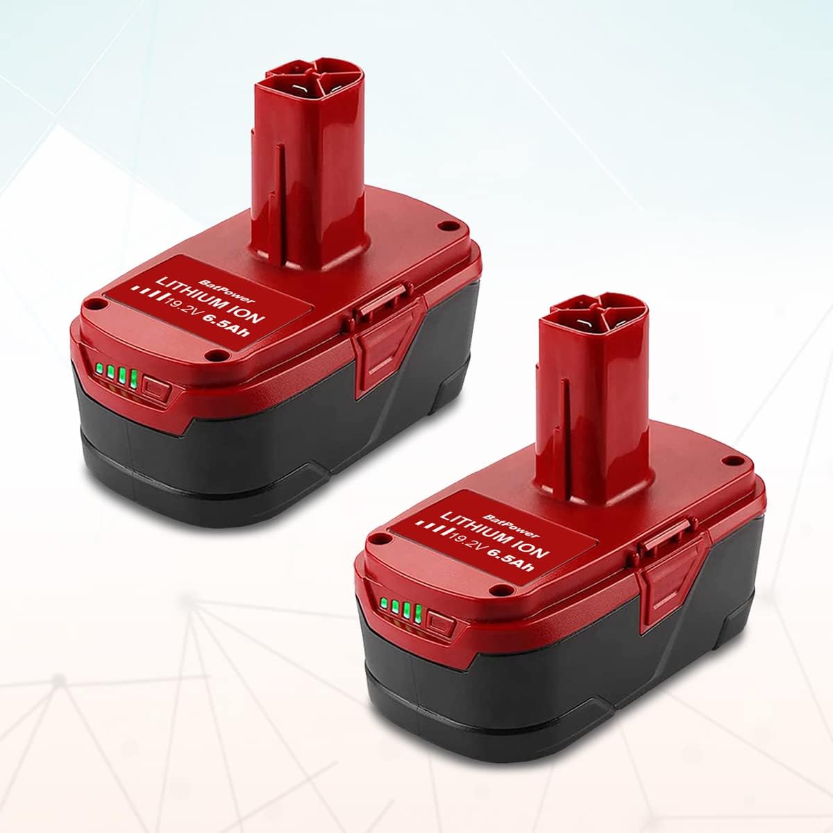 BatPower 2 Pack 19.2V 6.5Ah High Capacity Battery - Replacement for Craftsman 19.2V Lithium Batteries C3 XCP 130279005 1323903 130211004 11045 315.115410 315.11485