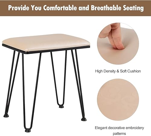 Miniatura 7 de KOTEK Juego de mesa de tocador con espejo iluminado, escritorio de maquillaje con taburete acolchado, espejo regulable de pantalla táctil de 3