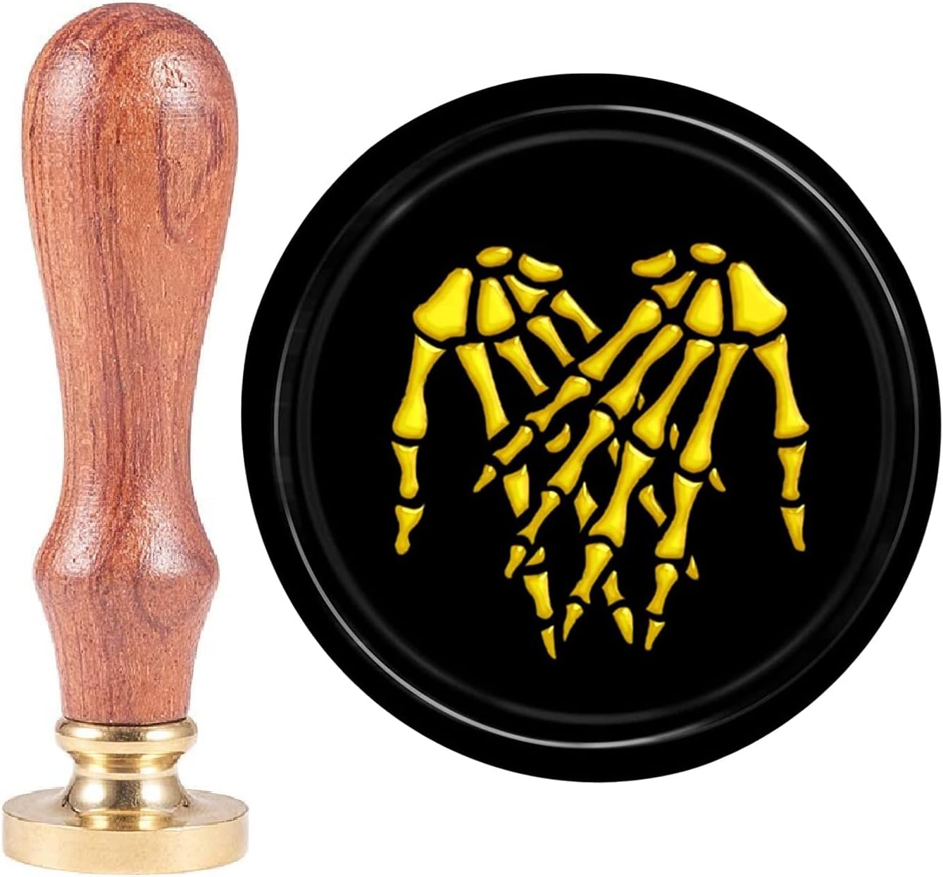 CRASPIRE Halloween Wax Seal Stamp Skull Hand Vintage Sealing Wax Stamps 25mm Retro Removable Brass Head Wood Handle for Wedding Invitation Envelope Party Greeting Card