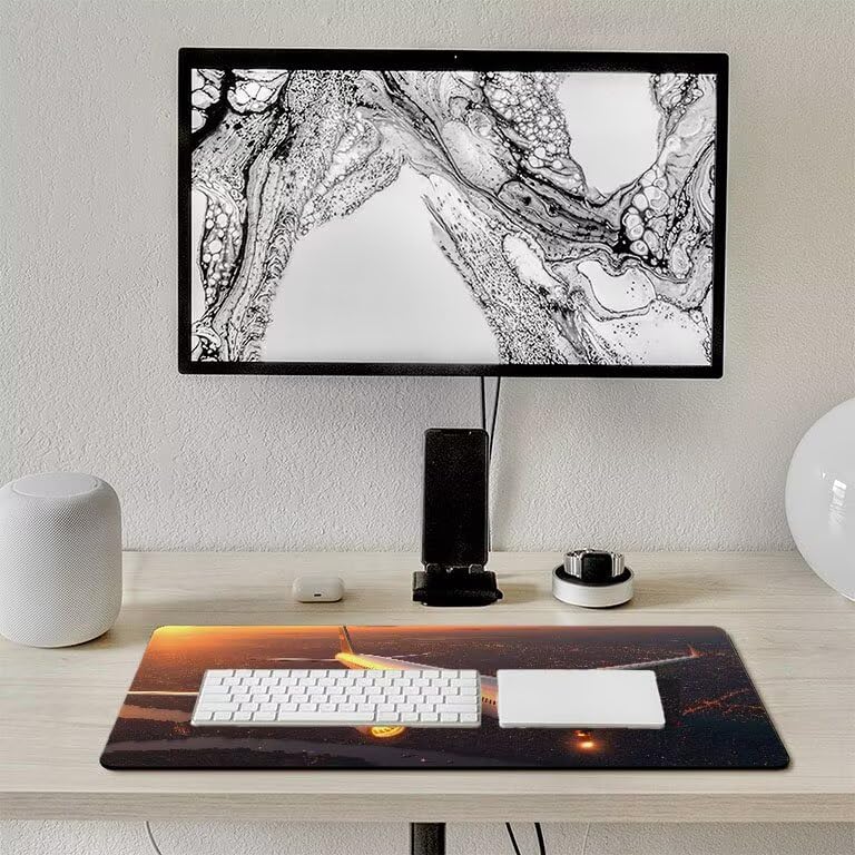 Tappetino Mouse XXL 120 x 60 cm Tappetino Scrivania Gaming Grande, Impermeabile Base in Gomma Antiscivolo, con Bordi Cuciti Mouse Pad, Scrivania Gaming Accessori Tappeto Mouse (aereo) I-285