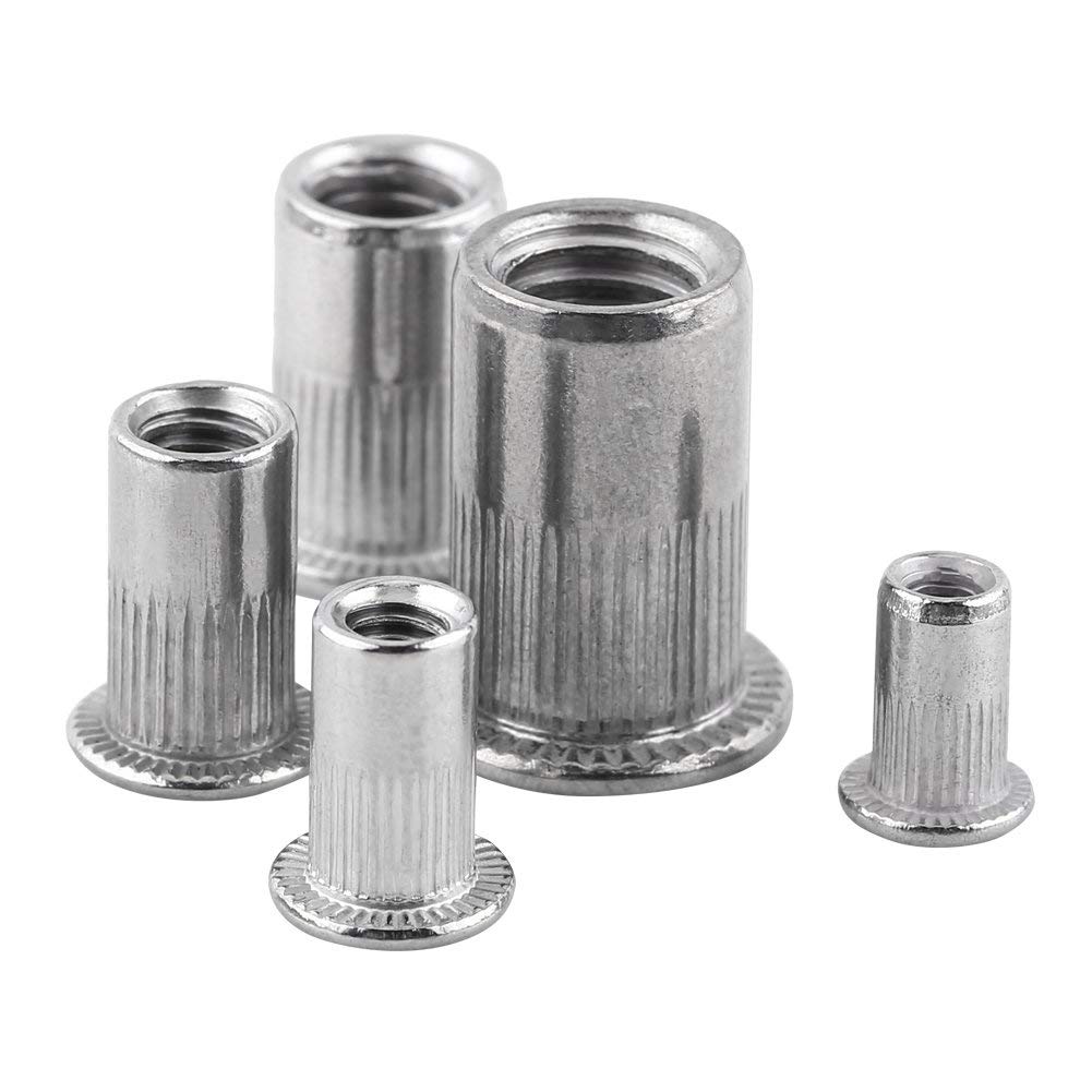 Kit Dadi Rivetto Metrici E SAE 105 Pezzi Acciaio Inox - M3 M4 M5 M6 M8 UNC Testa Piatta