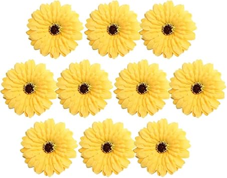 Amazon Co Jp 全13色選べ 人工造花 ガーベラデイジー フラワーヘッド 花芸素材 結婚式 ホーム飾り 手首花作り 黄 ホーム キッチン