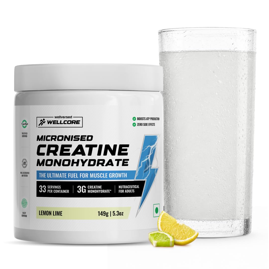 Wellcore Pure Micronised Creatine Powder (33 Servings, Lemon Lime) For Enhanced Muscle Strength With Rapid Absorption | Creatine Monohydrate | Wellcore Creatine Flavoured - 149g-image-23