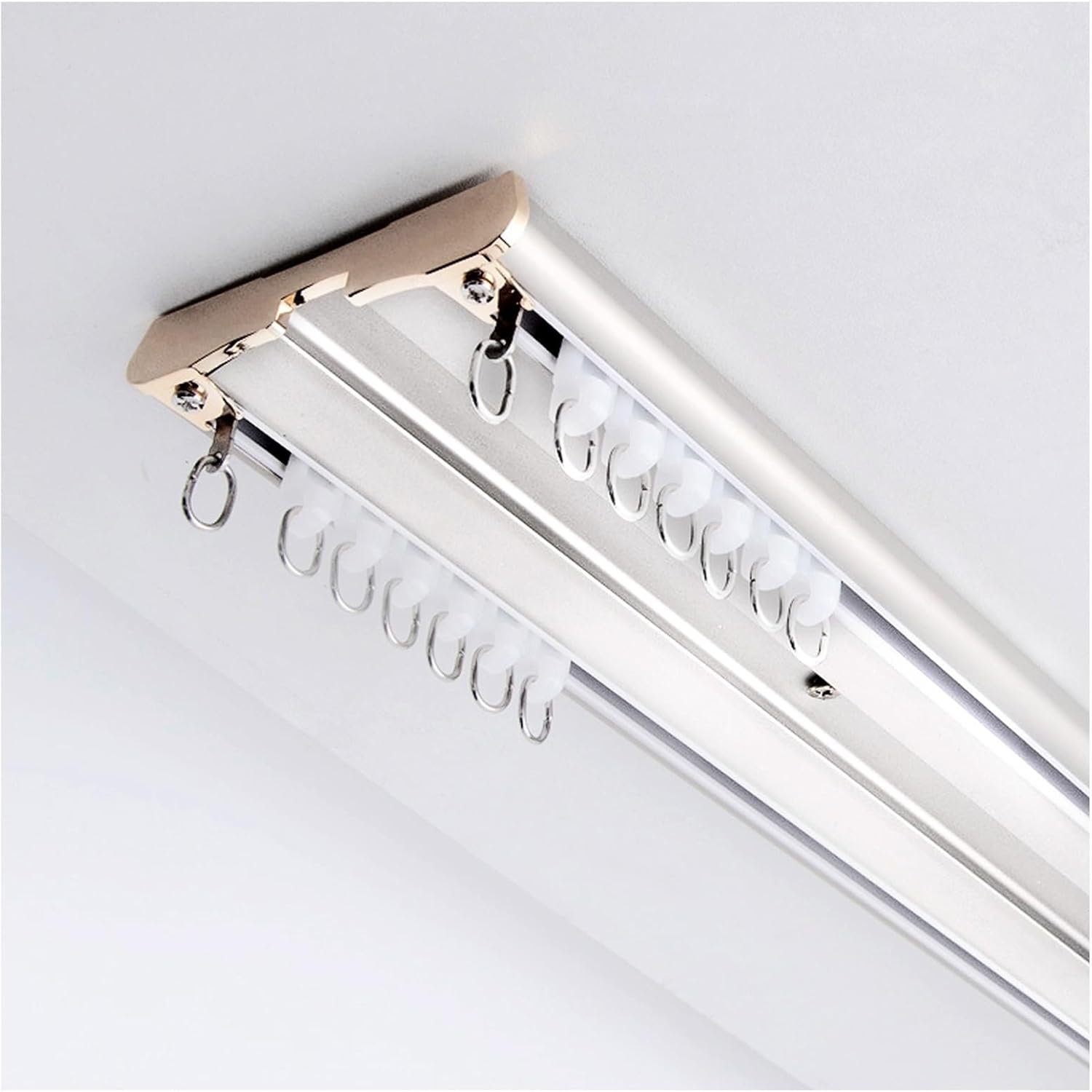 Heavy-Duty Double Curtain Track 1-10m Silent Rollers Aluminum Curtain Rail for Offices Home Room Divider (White 290cm) - Versatile Window Treatment Solution