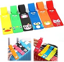 HASTHIP® Silicone Luggage Tags 6Pcs Cartoon Travel Tags, 24x4cm Anti-Lost Handle Labels, Soft Durable Silicone, Bright Colors for Easy Bag Identification