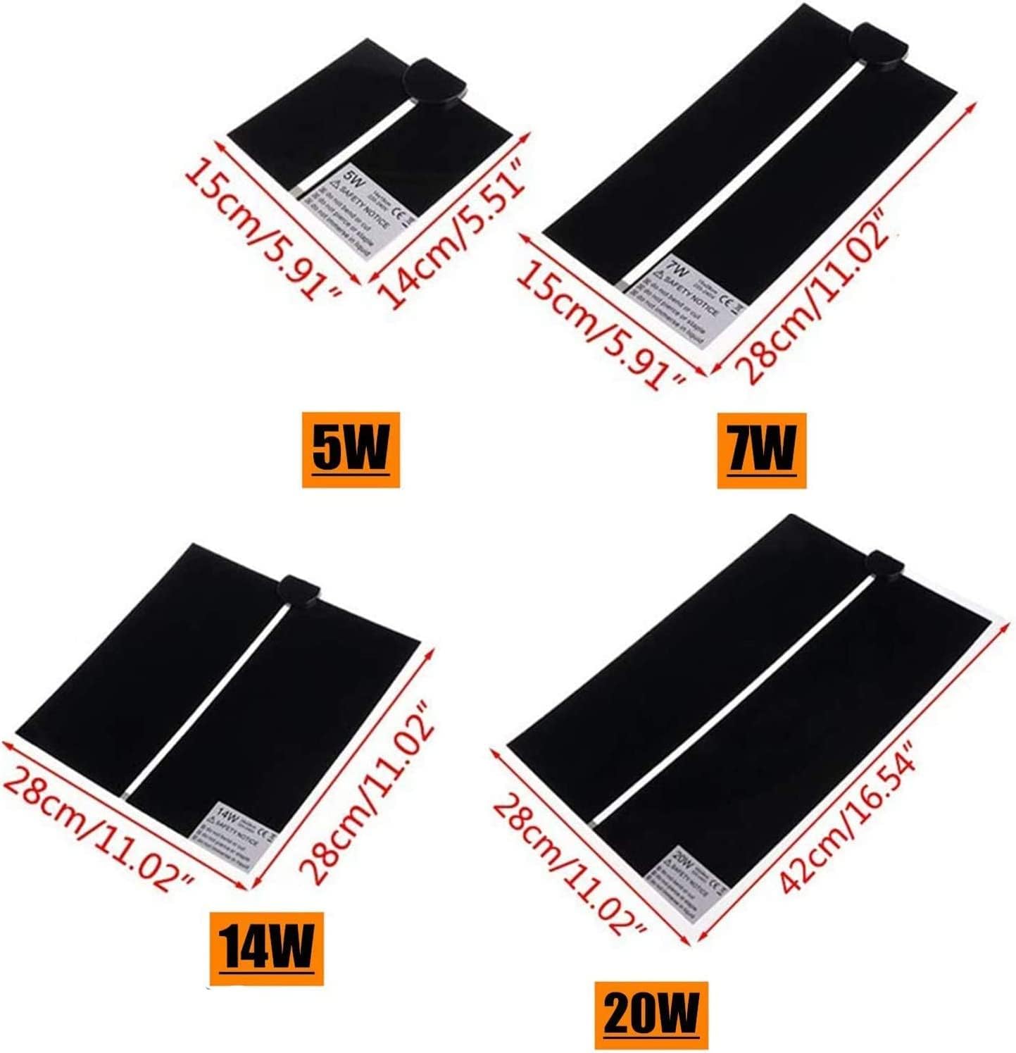 Reptile Heat Mat 2PCS Reptile Heating Pad 5W/7W/14W/20W Temperature Adjustable Under Tank Heater Terrarium Heat Mat For Turtle, Tortoise, Lizard, Spider, Snake, Frog, Plant Box Winter Heat Device ( Si