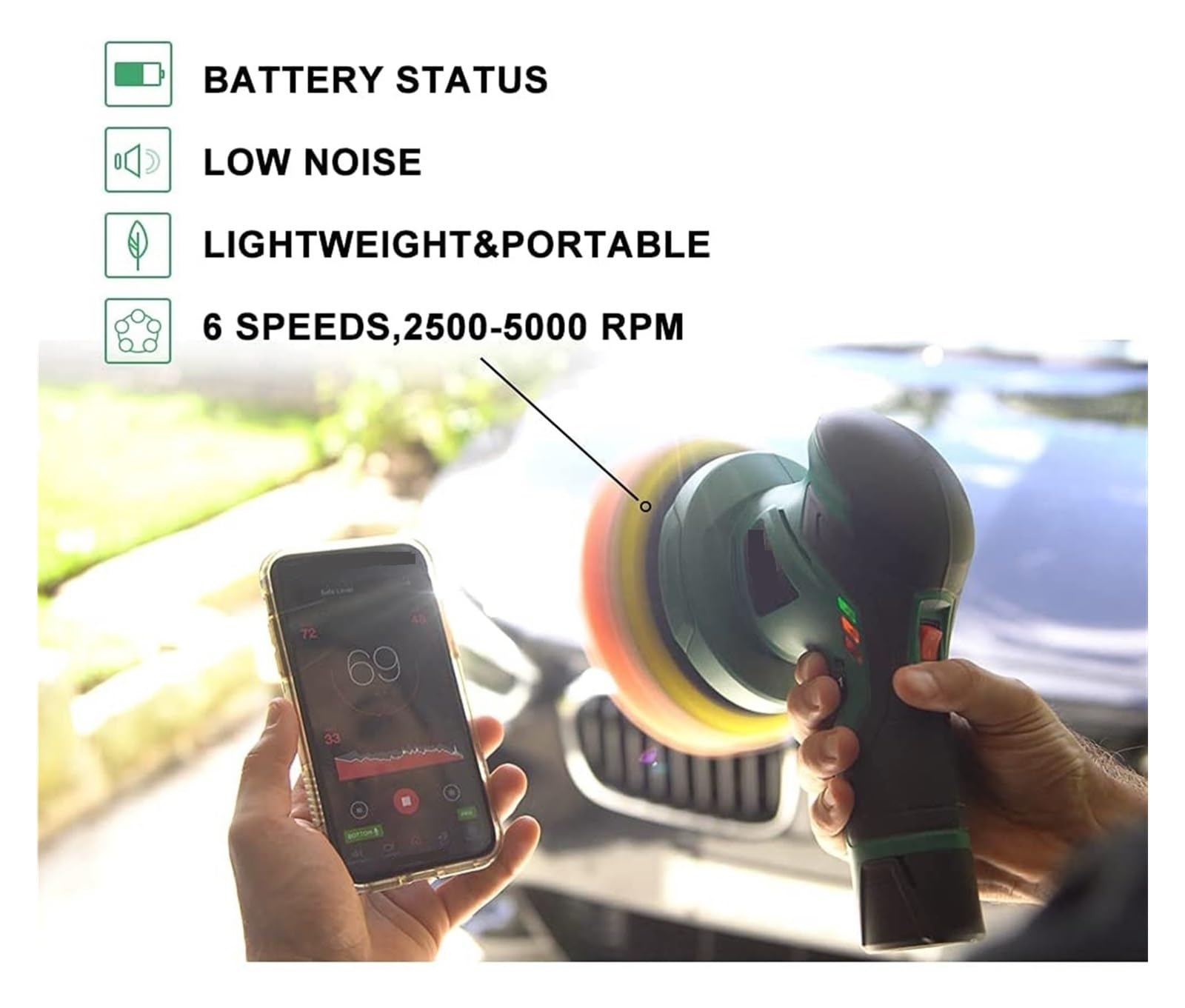 Bezprzewodowa polerka do samochodu elektryczna Dual Action 12V DA Auto Detail Narzędzie dużej mocy DziałA PłYnnie(2 Batteries with wax Set 3)
