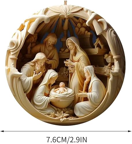 Miniatura 4 de Adornos de pesebre para árbol de Navidad, adornos de belén de Navidad, adorno colgante acrílico 2D de Navidad, regalos religiosos santos, regalos