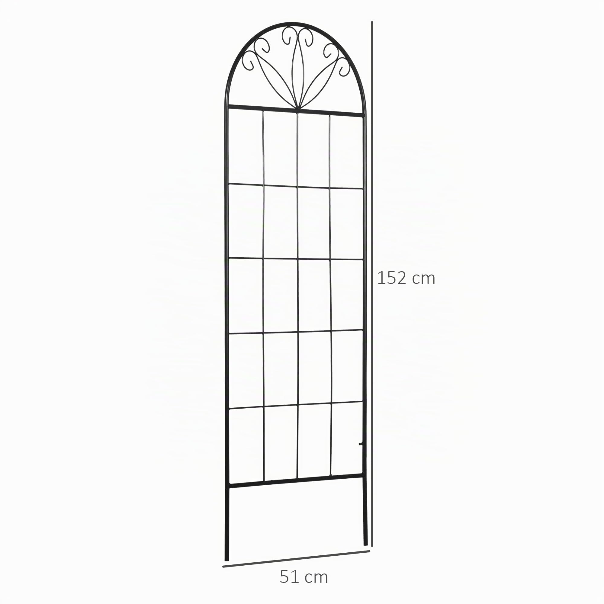 Outsunny Treillis de Jardin Support Plantes Grimpantes 51 x 152 cm Noir | Lot de 2, en Métal