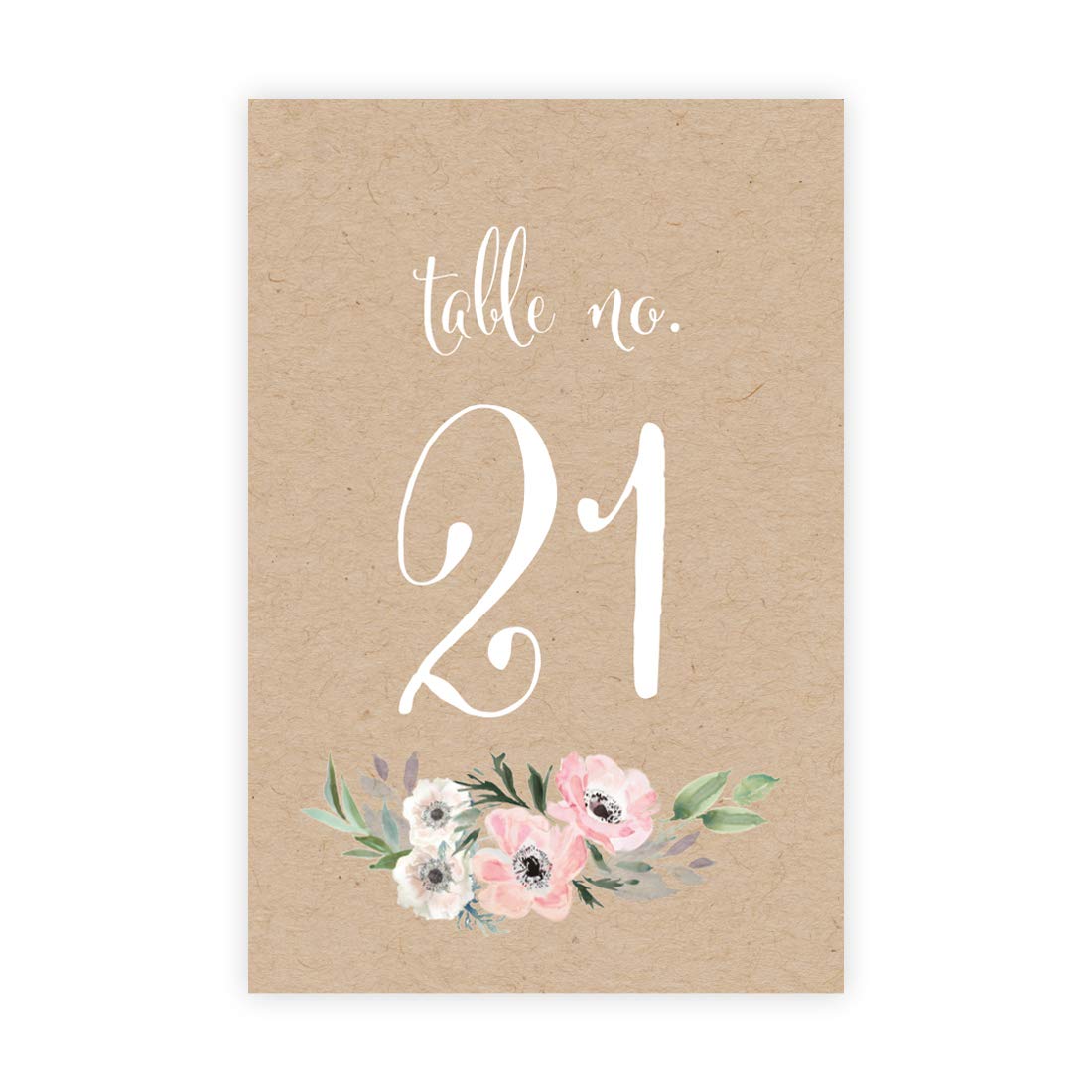 Andaz Press Peach Coral Kraft Brown Rustic Floral Wedding Table Numbers 21-40, 4x6-Inches Table Number Cards For Wedding Reception Table Number For Seating Chart For Wedding Reception
