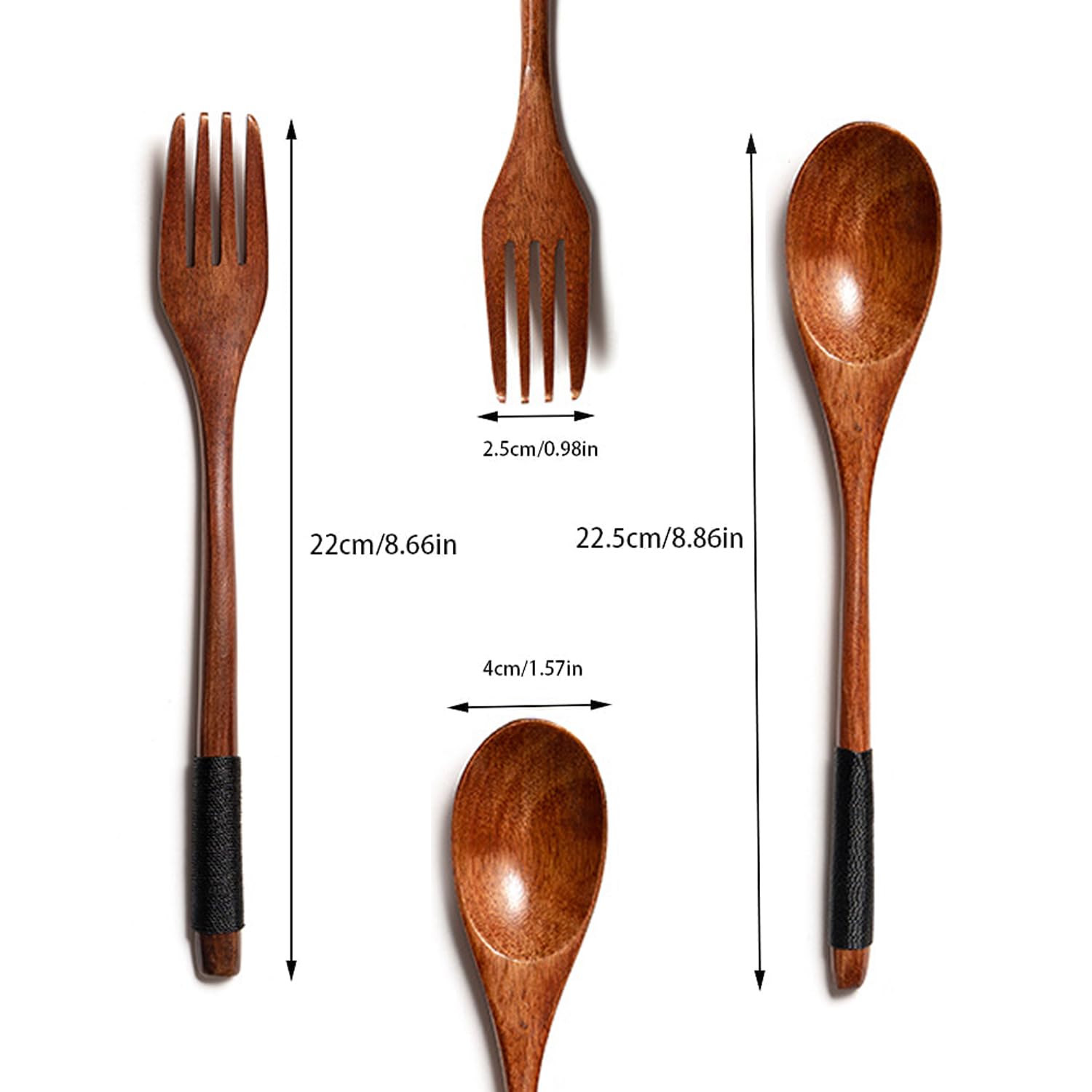 8 Pièces Vaisselle Bois, Cuillère En Bois Cuisine, Cuillere En Bois, Fourchettes En Bois, Fourchettes, Long Manche Pour Protéger De La Chaleur, Pour Dîner Cuisine Vaisselle Camping, Brun