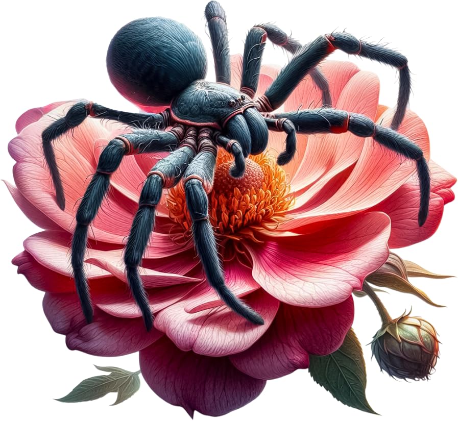 Huntsman Spider Pink Flower Vinyl Stickers, Cover up Marks, Weatherproof & Vibrant, Multi-Purpose Ideal for Phone Cups, Tile