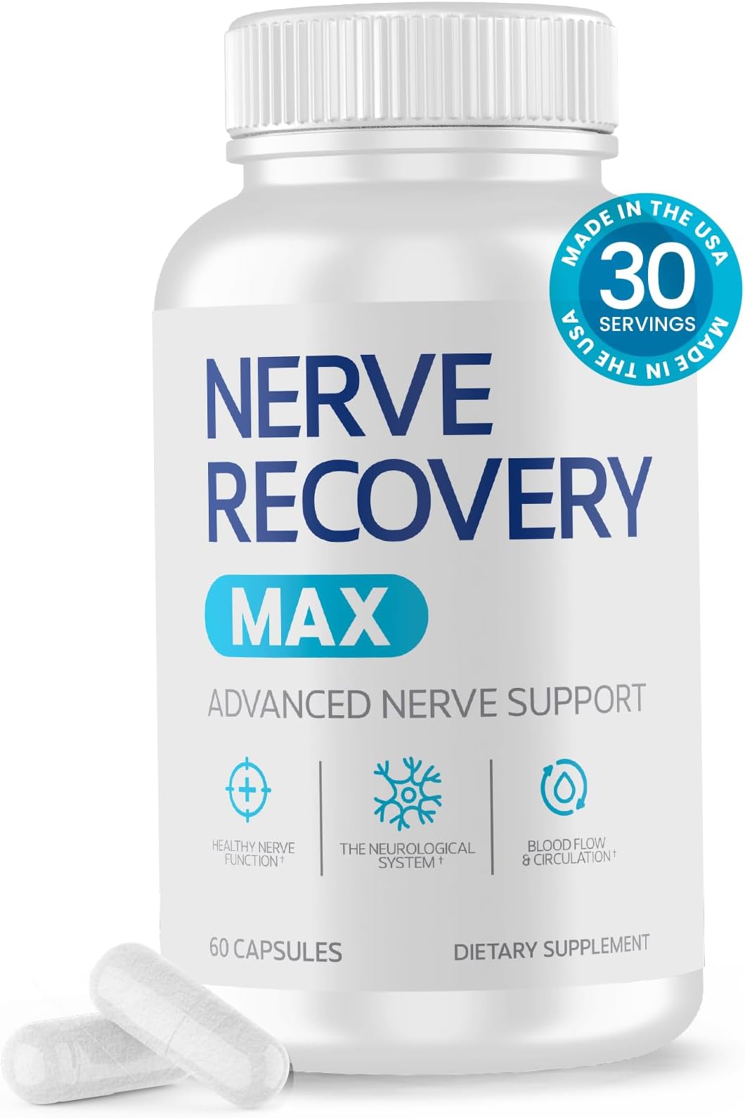 Non-GMO Advanced Nerve Support Supplement with Vitamin D3 and Alpha Lipoic Acid for Nerve Protection and Restoration - Made in the USA - 30-Day Supply, 1 Bottle
