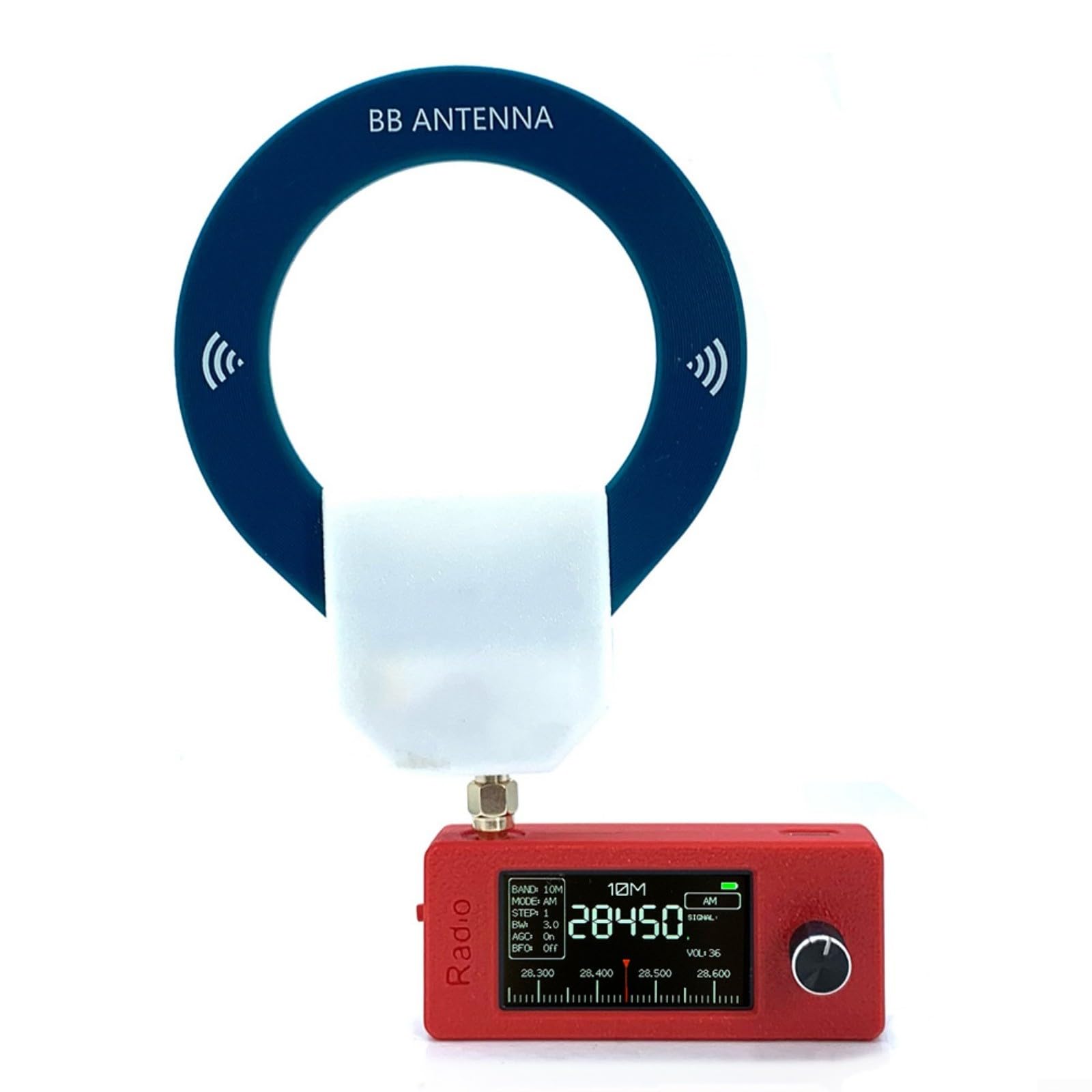 SI4732 Tragbarer Funkempfänger, 0,5–108 MHz, LSB, USB, AM, FM, Mini-Taschenradio mit Breitbandschleifenantenne, ESP32-S3, 4,8 cm IPS-Bildschirm, Hellrot