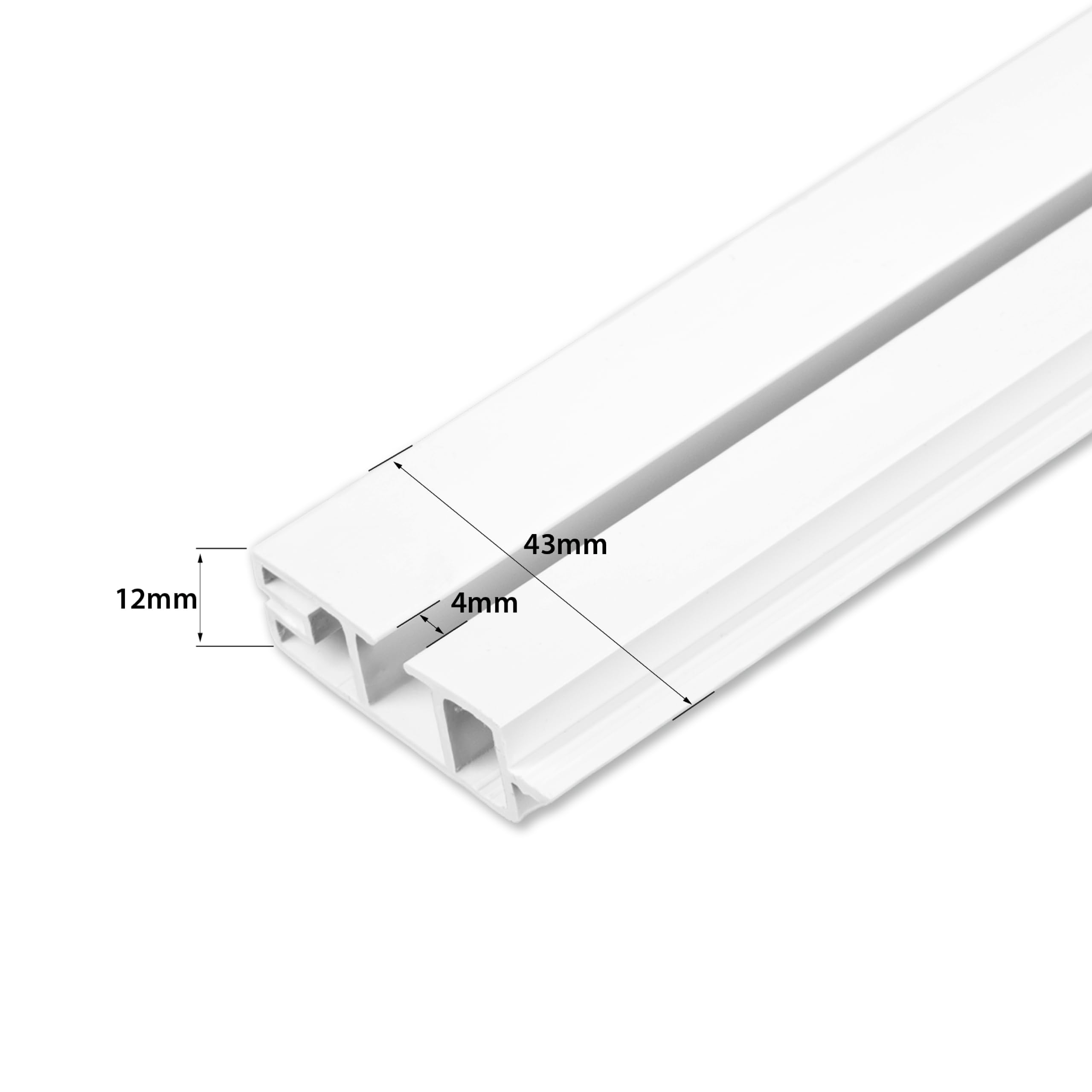 Gardinenschiene mit Blende 1-läufig – PVC Vorhangschiene zur Deckenmontage, Deckenschiene für Vorhänge, Weiß, mit Haken mit Rolle, 440 cm